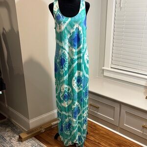 Elegant Teal and Blue Maxi Dress